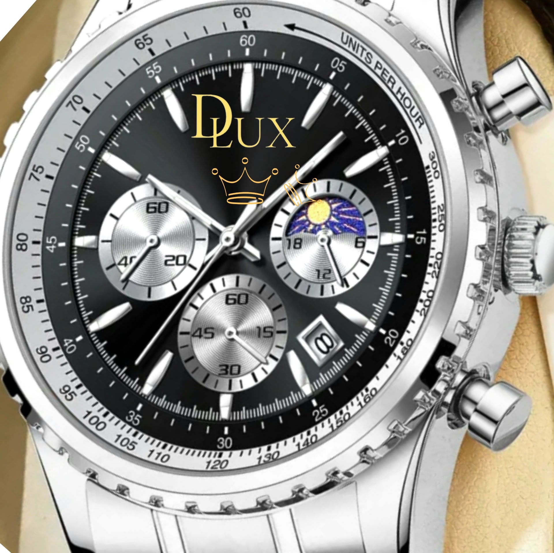 D·LUX Wear | The Steele Silver Pilot Chronograph Men's Watch