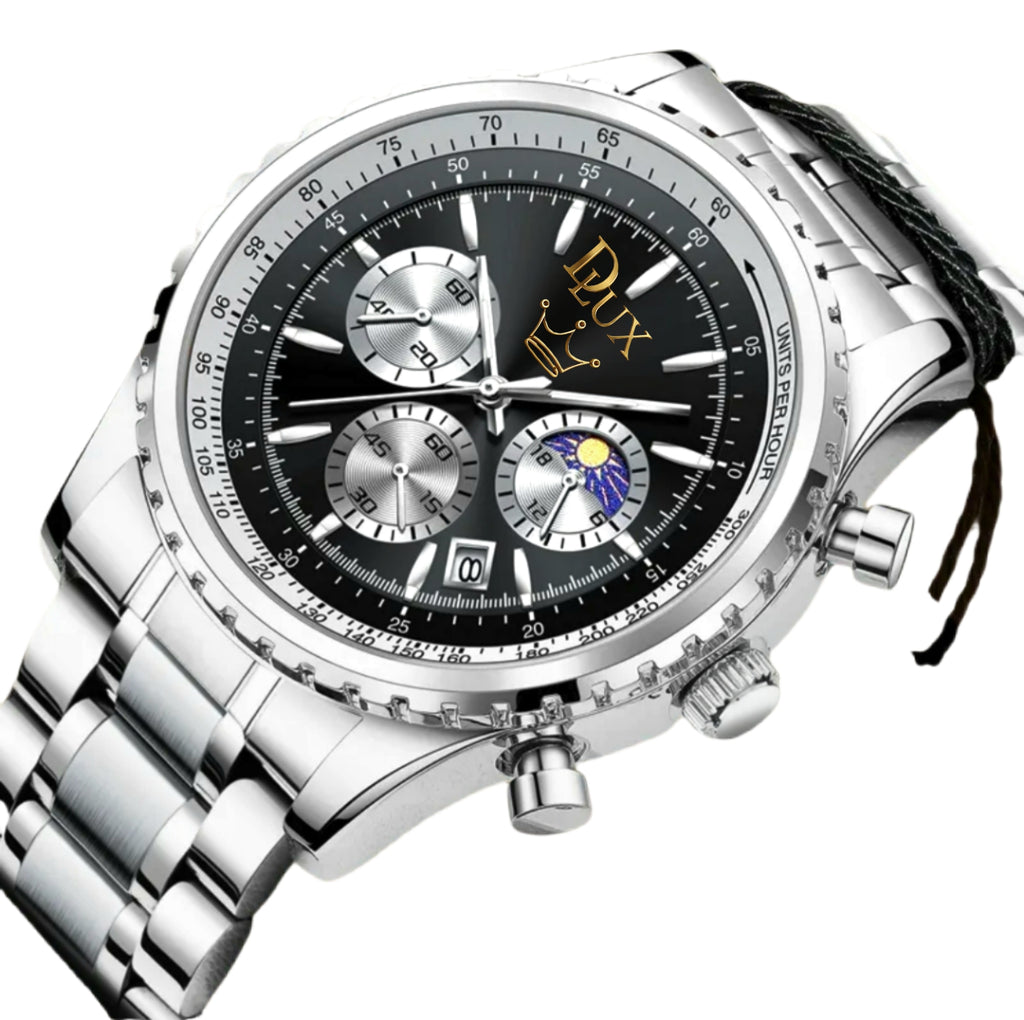 D·LUX Wear | The Steele Silver Pilot Chronograph Men's Watch
