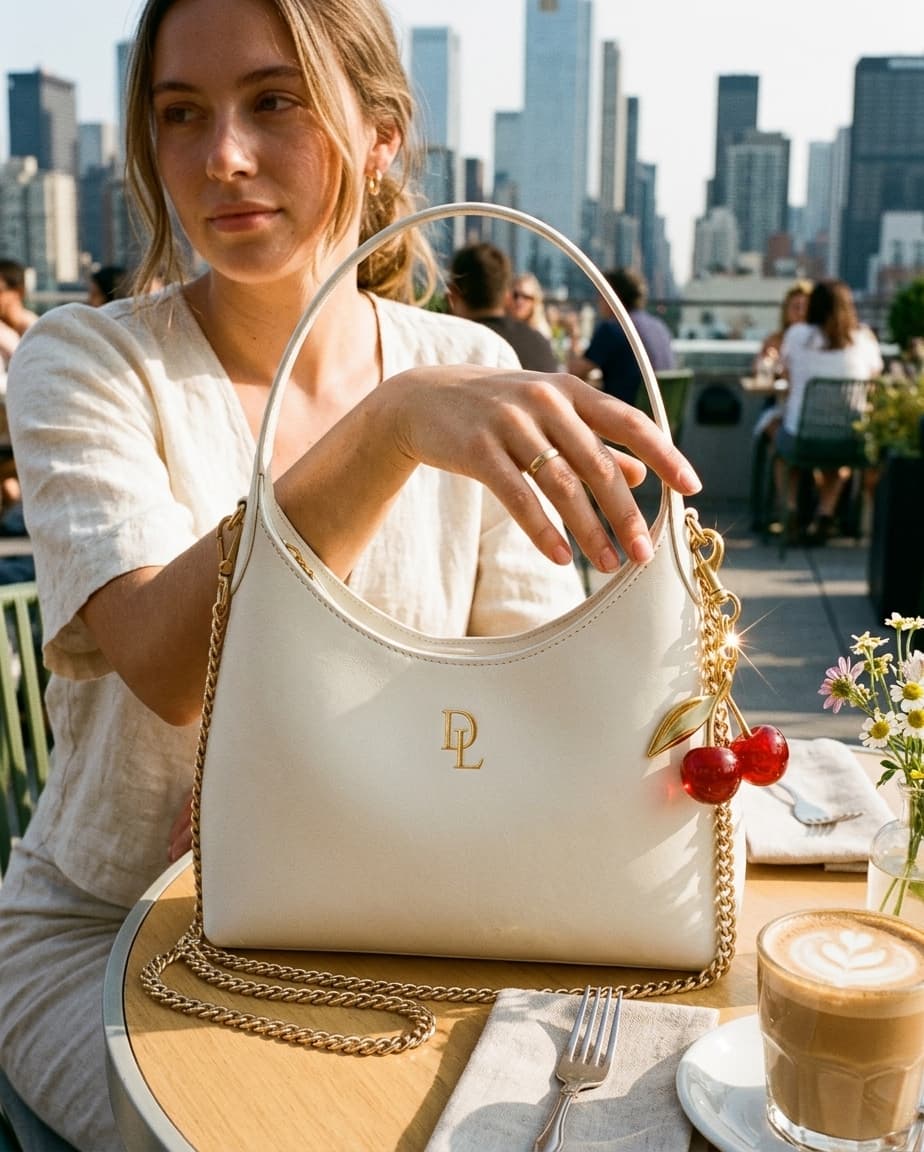 D·LUX Luxury Hobo Bag — Full Grain Leather | Gold Chain Strap