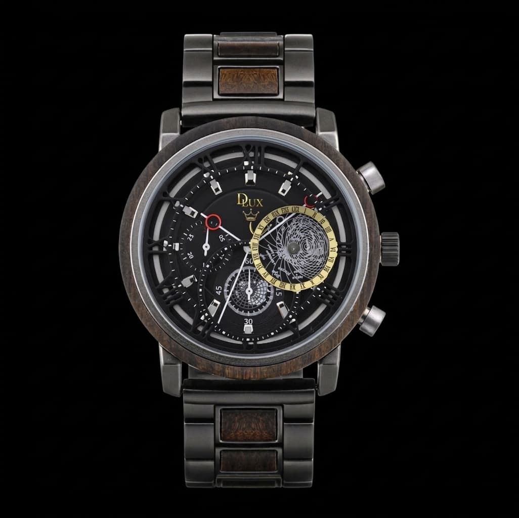 D·LUX Wear | The Natura Wood & Steel Chronograph Men's Watch