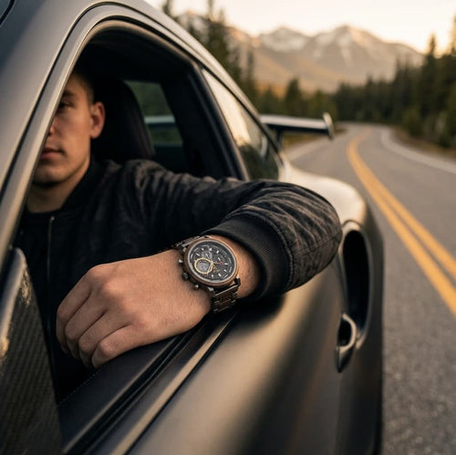 D·LUX Wear | The Natura Wood & Steel Chronograph Men's Watch