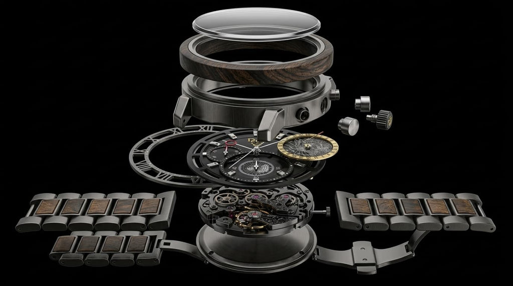 D·LUX Wear | The Natura Wood & Steel Chronograph Men's Watch