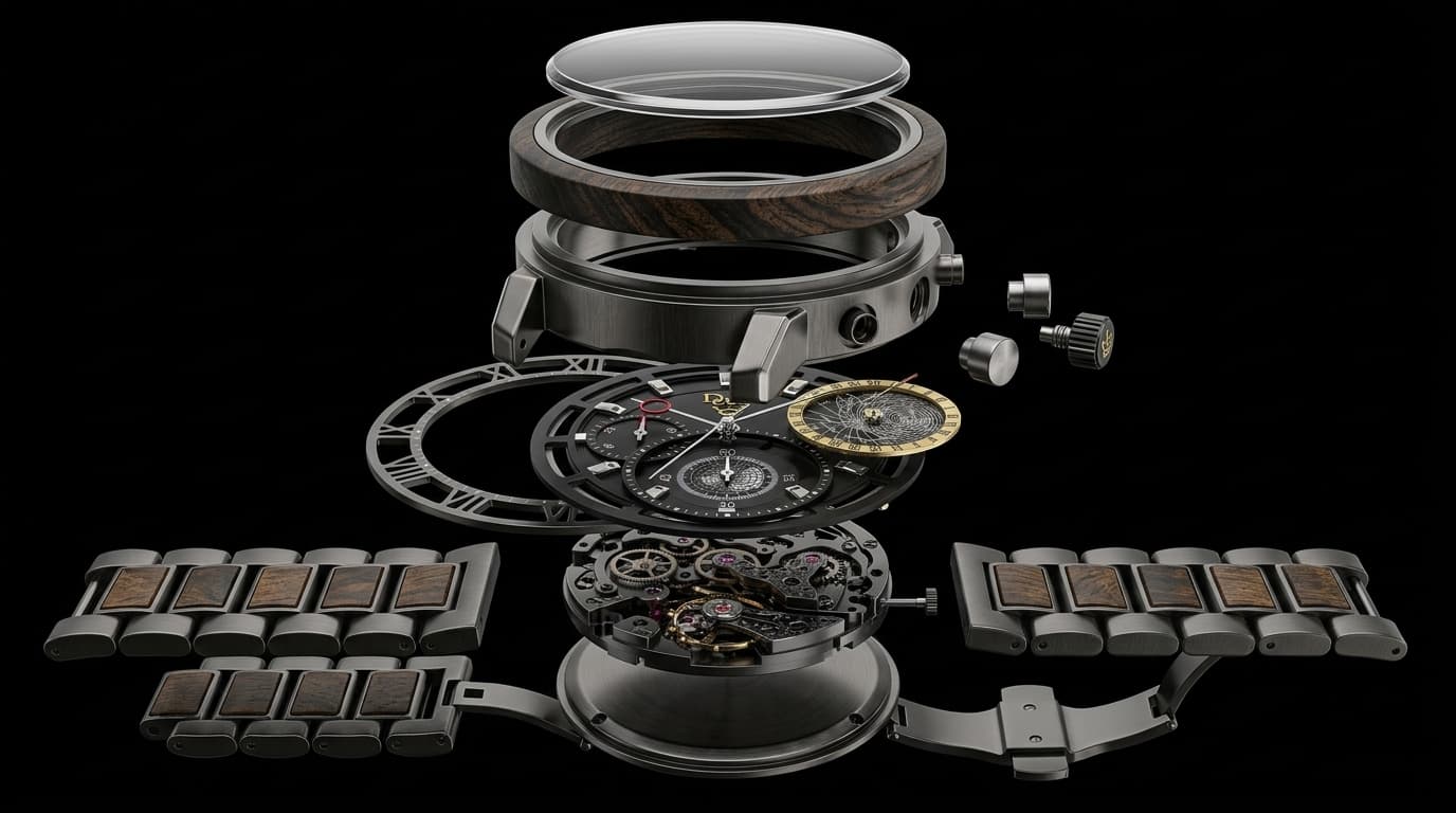 D·LUX Wear | The Natura Wood & Steel Chronograph Men's Watch