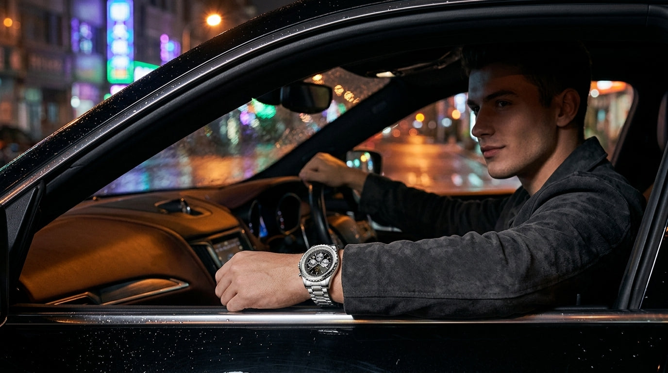 D·LUX Wear | The Steele Silver Pilot Chronograph Men's Watch