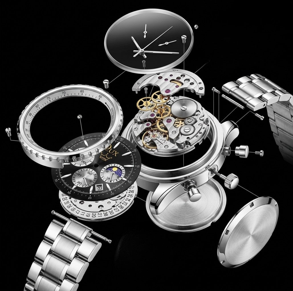 D·LUX Wear | The Steele Silver Pilot Chronograph Men's Watch