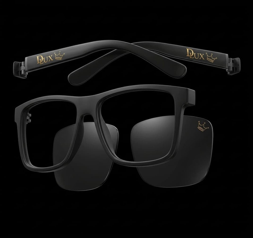 D·LUX The Crown Sunglasses Matte Black · Gold Crown · UV400