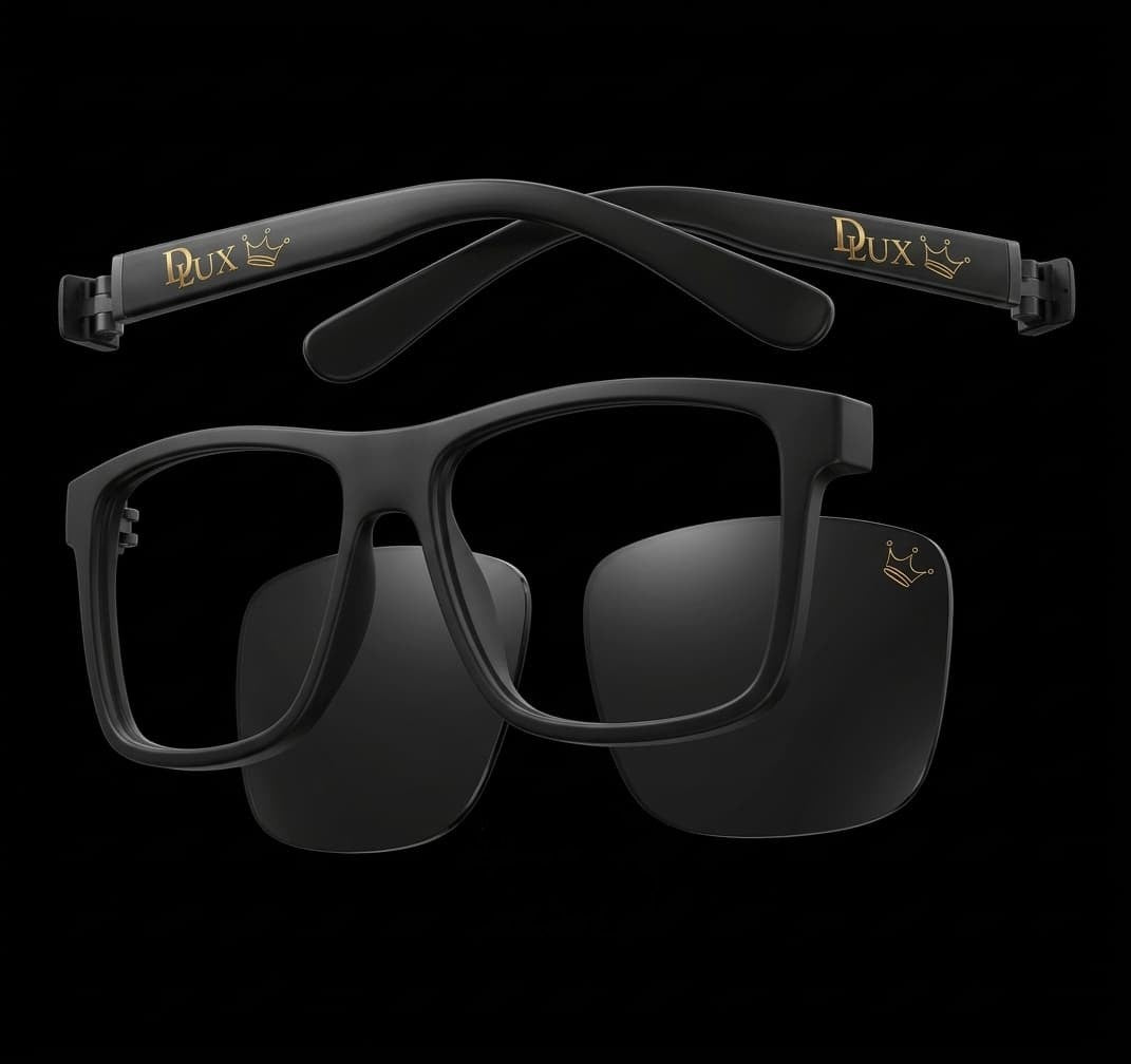 D·LUX The Crown Sunglasses Matte Black · Gold Crown · UV400